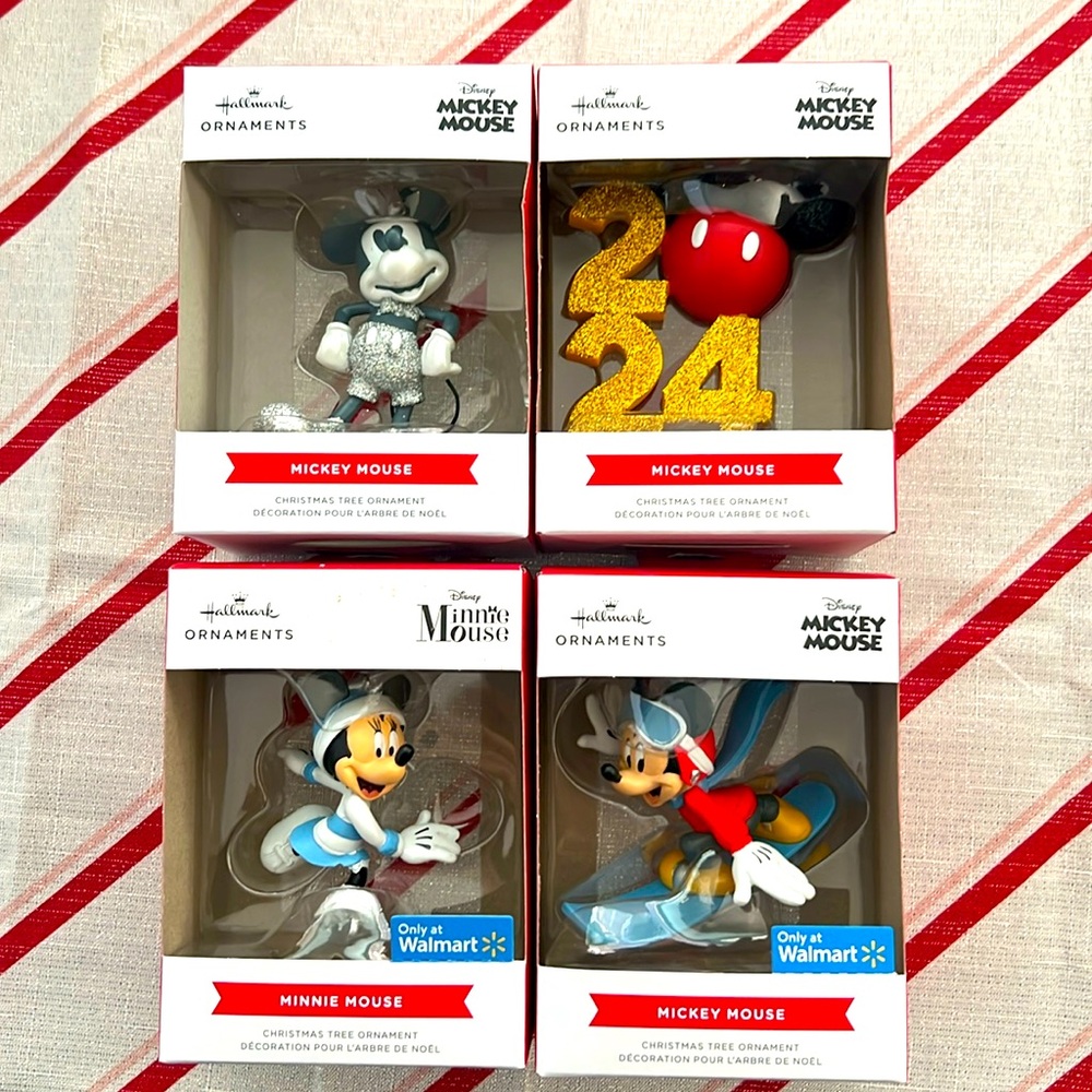 Set of four Hallmark Mickey Mouse ornaments
